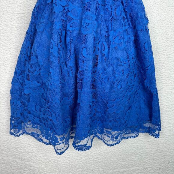 BB Dakota Lace Dress Sz 2 Royal Blue Fit & Flare Cocktail Party Wedding Guest - Picture 4 of 15